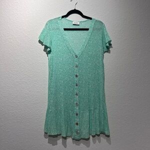 Aqua Green Button-Down Dress